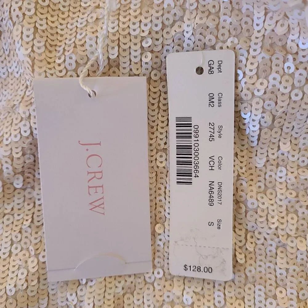 NWT J Crew Womens Sleeveless Tank Top Sequin Cotton Cream Small - Picture 6 of 12